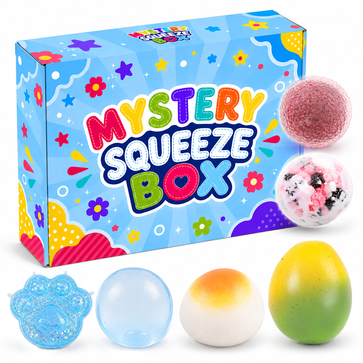 8Pcs Squishies Toys Kit with Gift Box,Slow-Rebound Sensory Fidget Toys,Soft Squeeze Stress Relief Toy Gifts for Adults (Random Color)