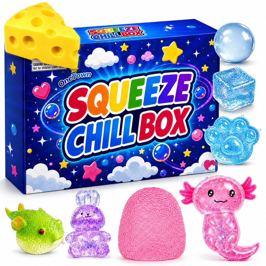8Pcs Squishies Toys Kit with Gift Box, Cute Axolotl, Cat Paw & Cheese Squishies, Slow - Rebound Sensory Fidget Toys, Soft Squeeze Stress Relief Toy for Adults, Party Favors & Gifts (Random Color)