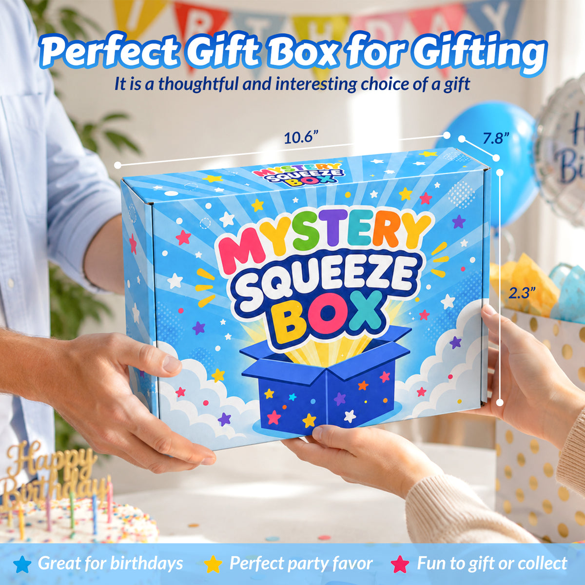 5Pcs Squishies Toys Kit with Gift Box, Cute Squishies and Squeeze Fidget Toys, Soft Durable Sensory Stretchy Toy, Anxiety Stress Relief Toy for Adults, Party Favors Birthday Gifts (Random Color)
