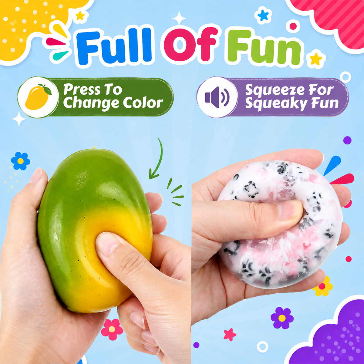 8Pcs Squishies Toys Kit with Gift Box,Slow-Rebound Sensory Fidget Toys,Soft Squeeze Stress Relief Toy Gifts for Adults (Random Color)
