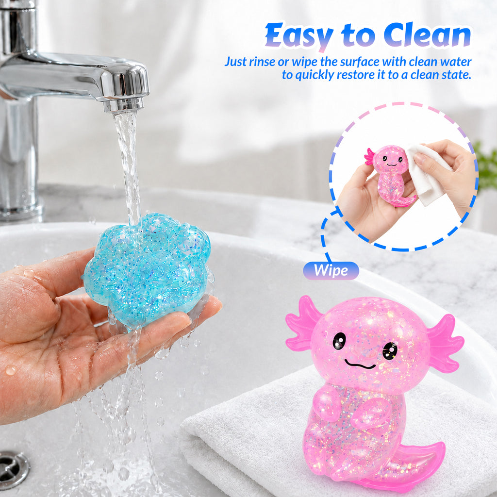 8Pcs Squishies Toys Kit with Gift Box, Cute Axolotl, Cat Paw & Cheese Squishies, Slow - Rebound Sensory Fidget Toys, Soft Squeeze Stress Relief Toy for Adults, Party Favors & Gifts (Random Color)