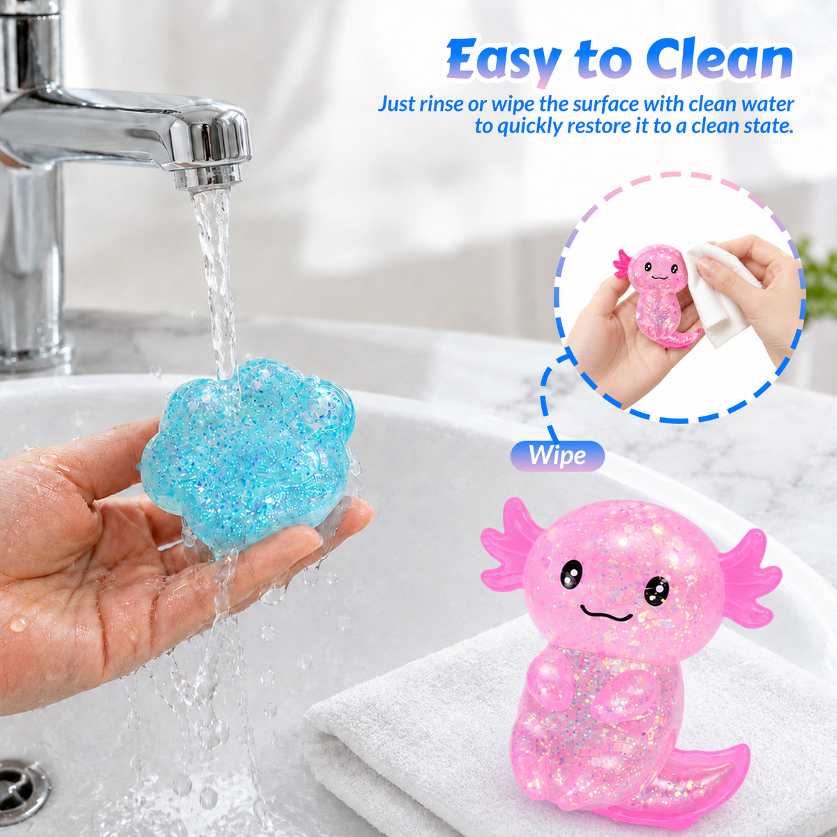 8Pcs Squishies Toys Kit with Gift Box, Cute Axolotl, Cat Paw & Cheese Squishies, Slow - Rebound Sensory Fidget Toys, Soft Squeeze Stress Relief Toy for Adults, Party Favors & Gifts (Random Color)
